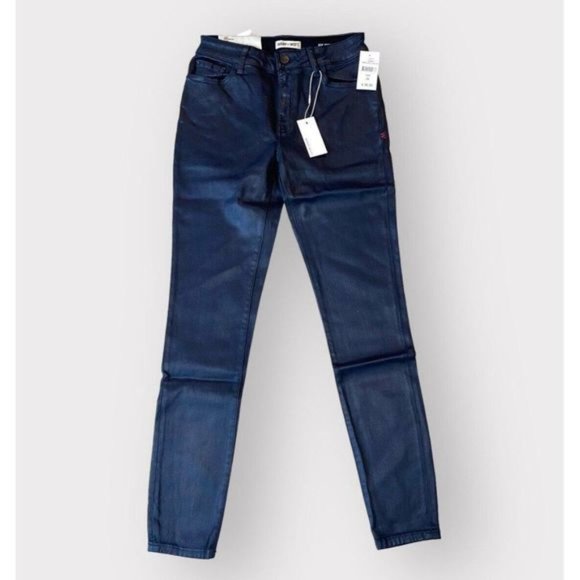 $98 Warp + Weft JFK Skinny Jeans Dark Navy Coated Stretch Denim Size 2 26x28 NWT - Picture 2 of 11